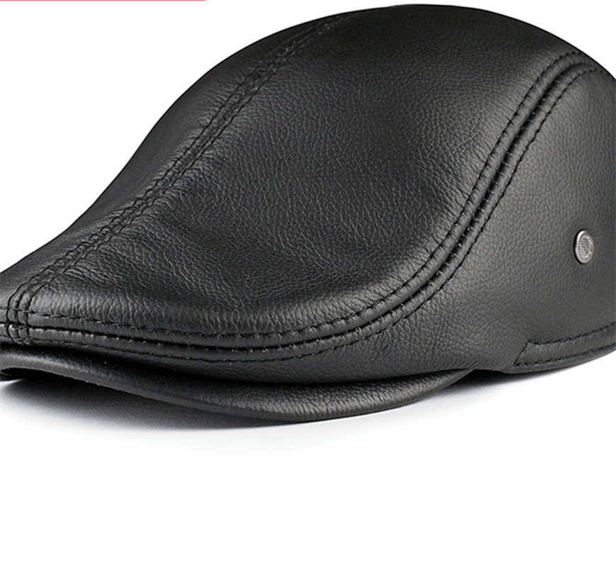 Top Layer Cowhide Hat Men'S Leather Winter - MRSLM