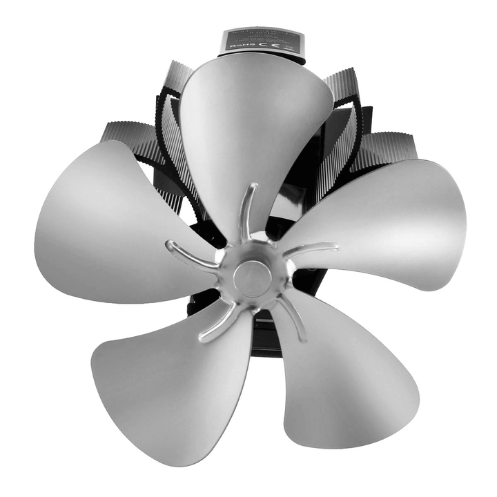 5 Blade Wall Mounted Stove Fan Fireplace Fan Winter Warm Heater Powered Fan 7.1Inch 1500RPM Wood Burner - MRSLM