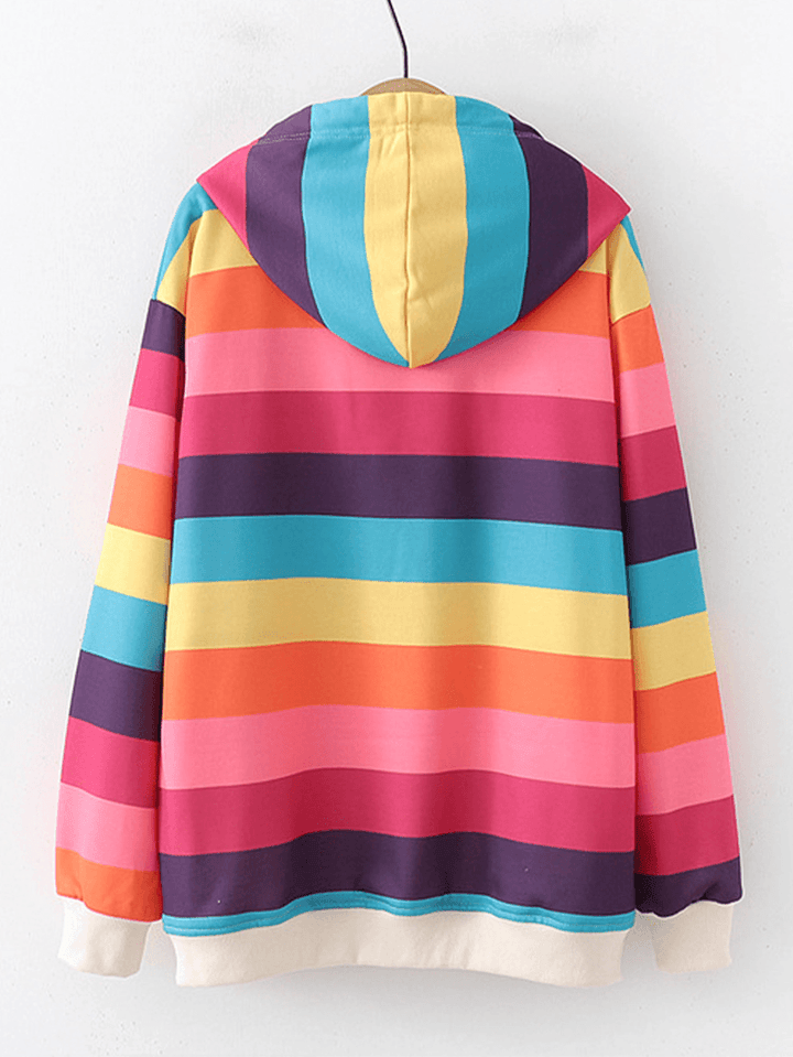 Hooded Multicolor Striped Sweatshirt - MRSLM