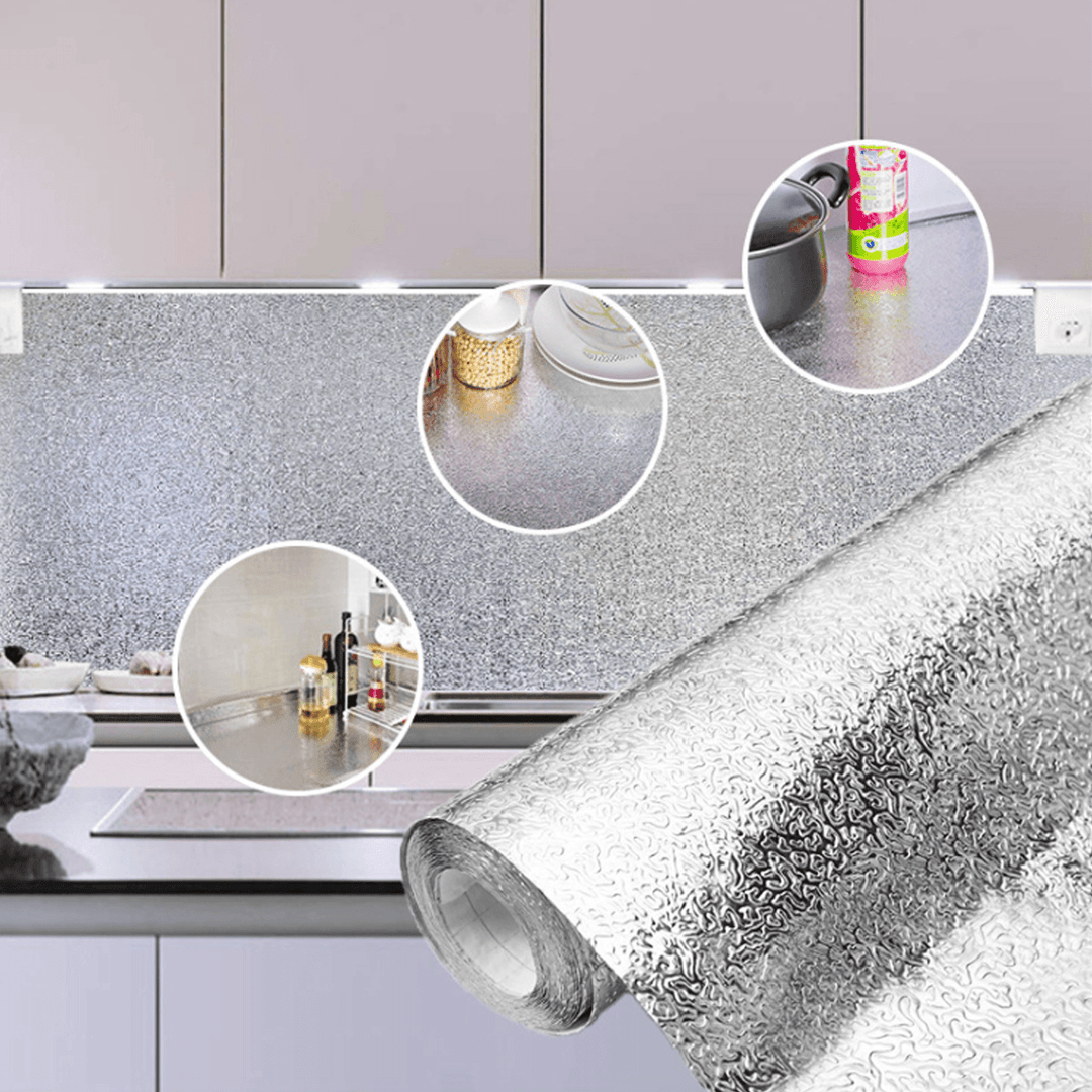 Self-Adhesive Kitchen Wallpaper Oil-Proof Aluminum Foil Wall Sticker Cabinet - MRSLM