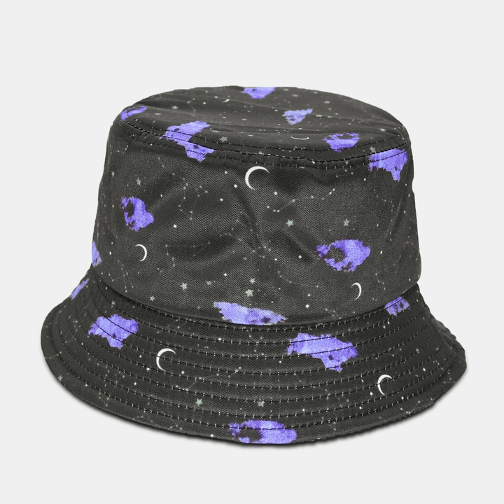 Unisex Moon Starry Sky Print Bucket Hat Wide Brim Outdoor Sunscreen Hat - MRSLM