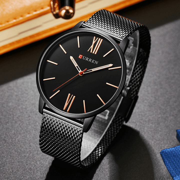 CURREN 8238 Men Watch Luxury Ultralight Simple Roman Numerals Dial Quartz Wrist Watch - MRSLM