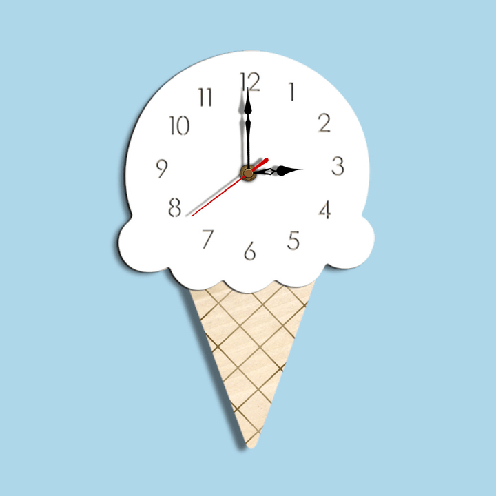 Home Cartoon Creative Wall Clock Living Room Acrylic Ice Cream Children'S Clock - MRSLM