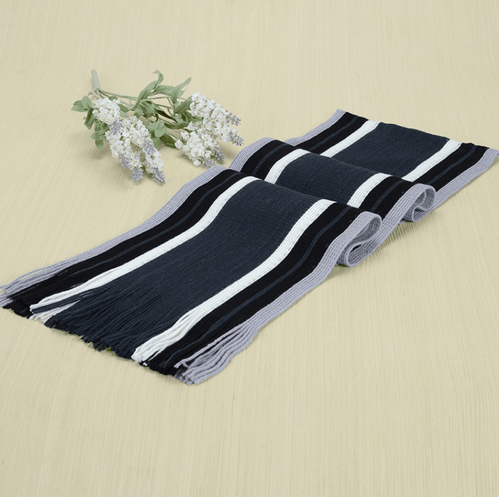 Knitted Warmth and Color Matching Striped Men'S Scarf - MRSLM