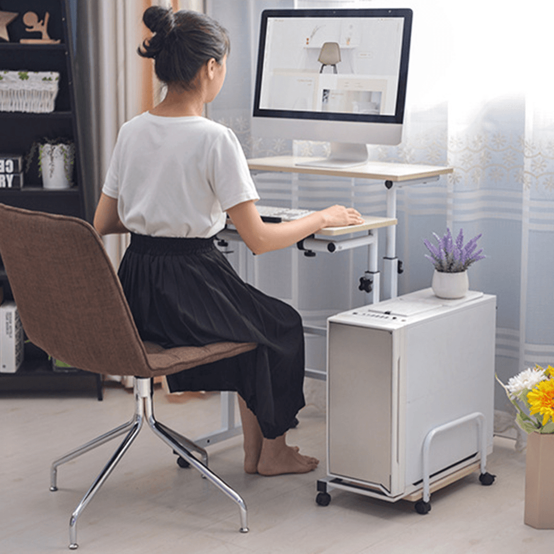 Computer Laptop Desk with Computer Case Rack Height Adjustable Table Mobile Rolling Stand-Up Table Workstation Home Office Furniture - MRSLM