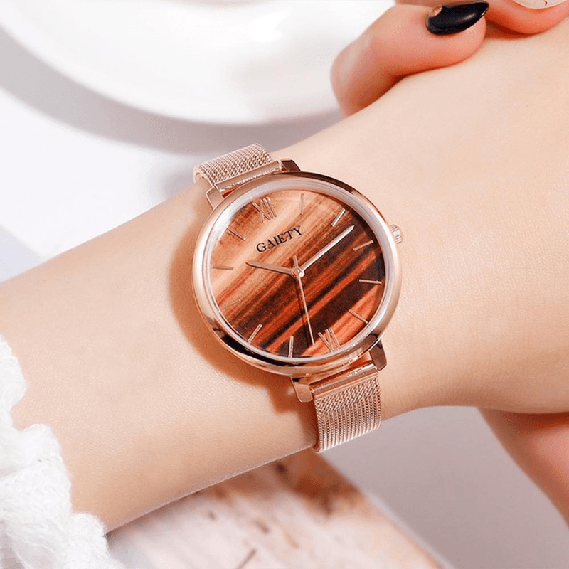 GAIETY G574 Colorful Rose Gold Steel Band Ladies Wrist Watch Ultra Thin Quartz Watch - MRSLM