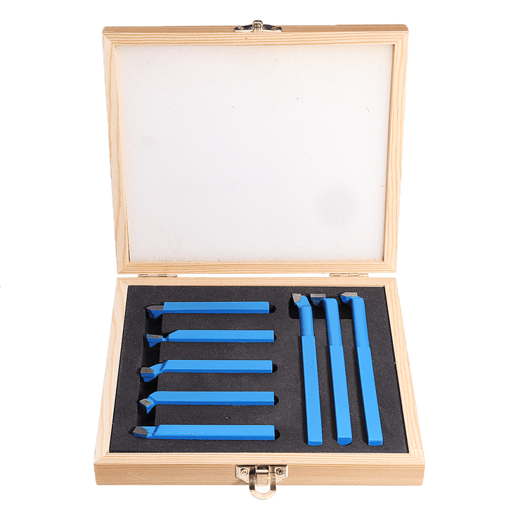 8Pcs Welding CNC Lathe Cutting Tool 8Mm/10Mm/12Mm Carbide Turning Tool Set with Wooden Box - MRSLM