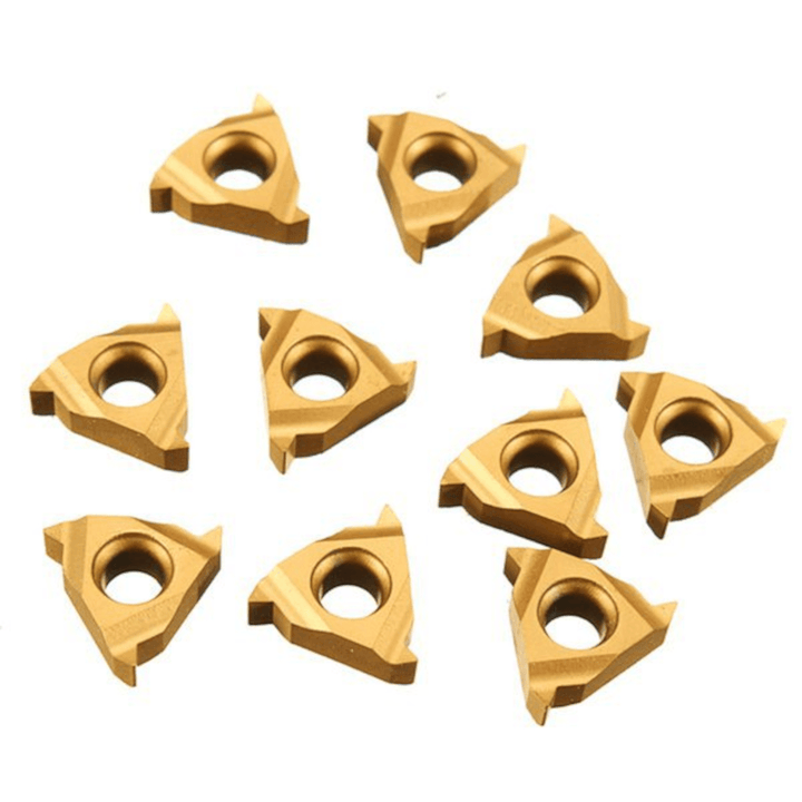 10Pcs 11IRA60 External Thread Carbide Inserts Golden Blades Cutter for CNC Machine External Turning Tool Lathe Cutter - MRSLM