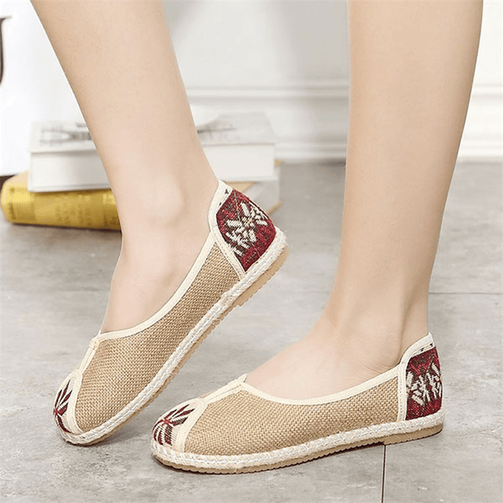 Women Casual Slip on Flax Outdoor Flat Loafers - MRSLM