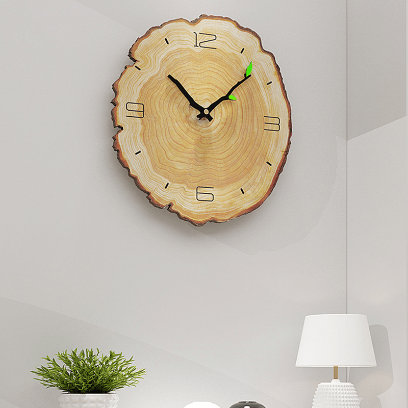 MW002 Creative Wooden Pattern Wall Clock Mute Wall Clock Quartz Wall Clock for Home Office Decorations - MRSLM