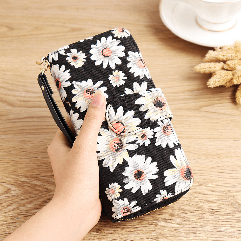 Women Canvas Bohemian Long Wallet Muti-Slot - MRSLM