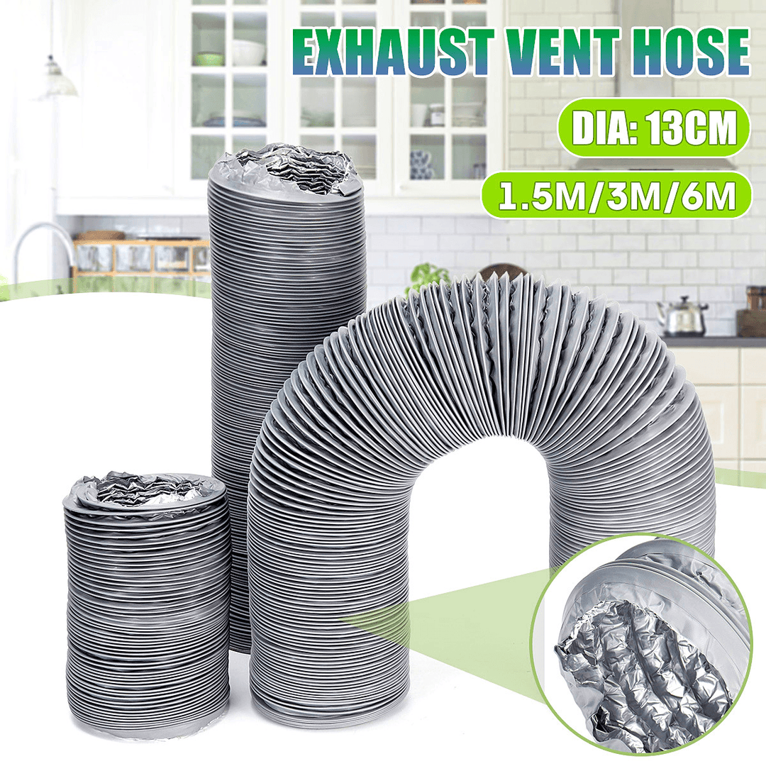 1.5M/3M/6M Flexible Exhaust Vent Tube Hose Aluminum Air Ducting Ventilation Exhaust Muffler - MRSLM