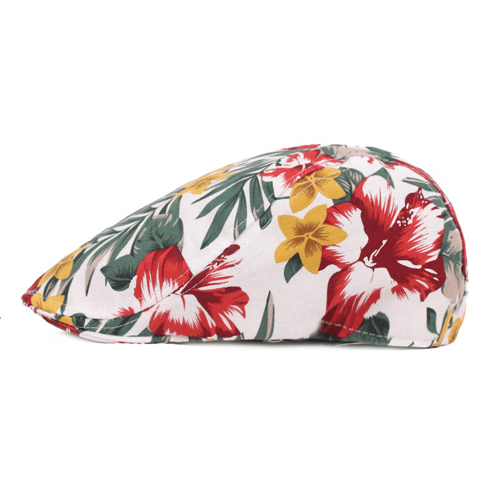 Unisex Flower Print Vogue Cotton Beret Hat - MRSLM