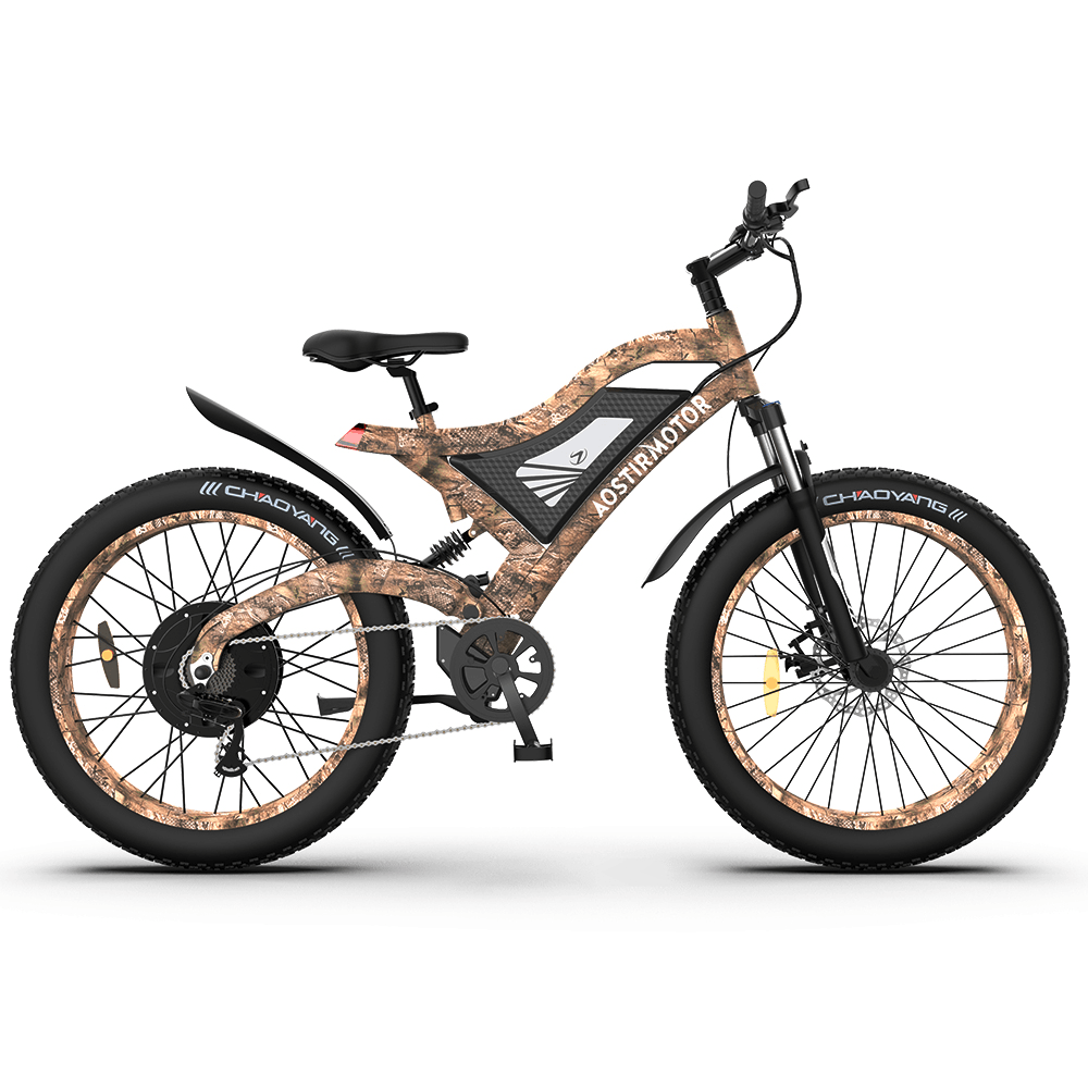 [US DIRECT] AOSTIRMOTOR S18 Electric Bike 26Inch 1500W 48V 15Ah 50Km/H Max Speed 25-40Km Mileage 120Kg Max Load Mountain Fat Tire Electric Bicycle - MRSLM