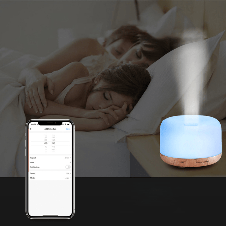 500ML Smart Wifi Humidifier Two Modes Colorful Ultrasonic Atomization Diffuser Voice Control Essential Oil Aroma Diffuser - MRSLM