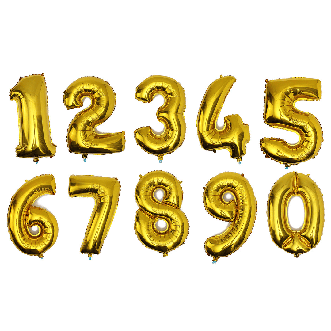 Gold Silver Number Foil Balloon Wedding Birthday Party Decoration - MRSLM