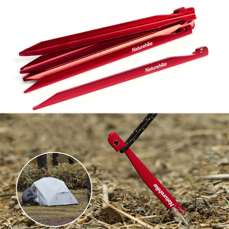 Naturehike NH17D026-D 8Pcs V Shape Tent Pegs 7001 Aluminium Alloy Nails Camping Stake Accessories - MRSLM