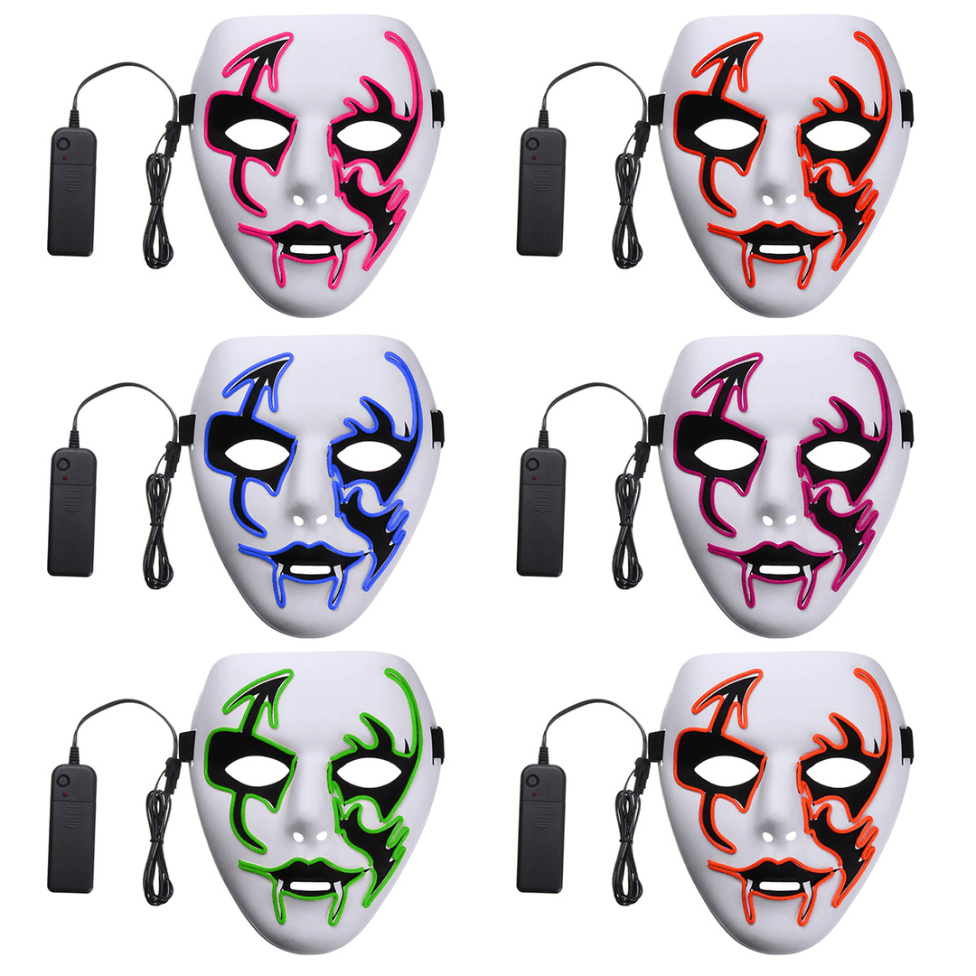 Halloween Mask LED Luminous Flashing Face Mask Party Masks Light up Dance Halloween Cosplay - MRSLM