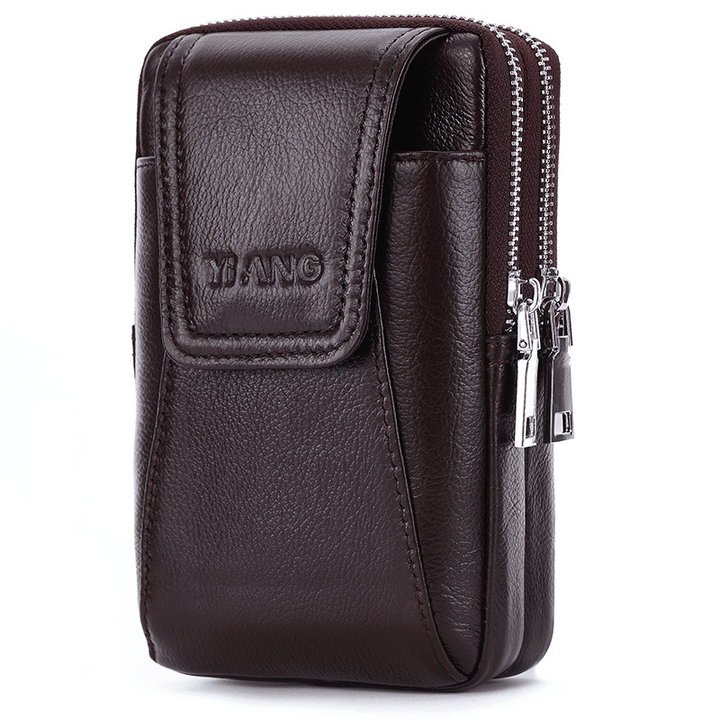 Men Genuine Leather Waist Bag Phone Bag for Outdoor Travel Daily - MRSLM