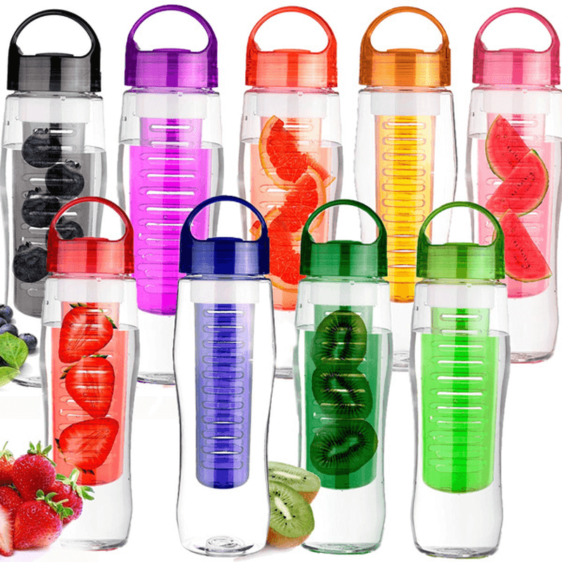 700ML Sports Plastic Fruit Infuser Water Bottle Cup BPA Free Filter Juice Maker - MRSLM