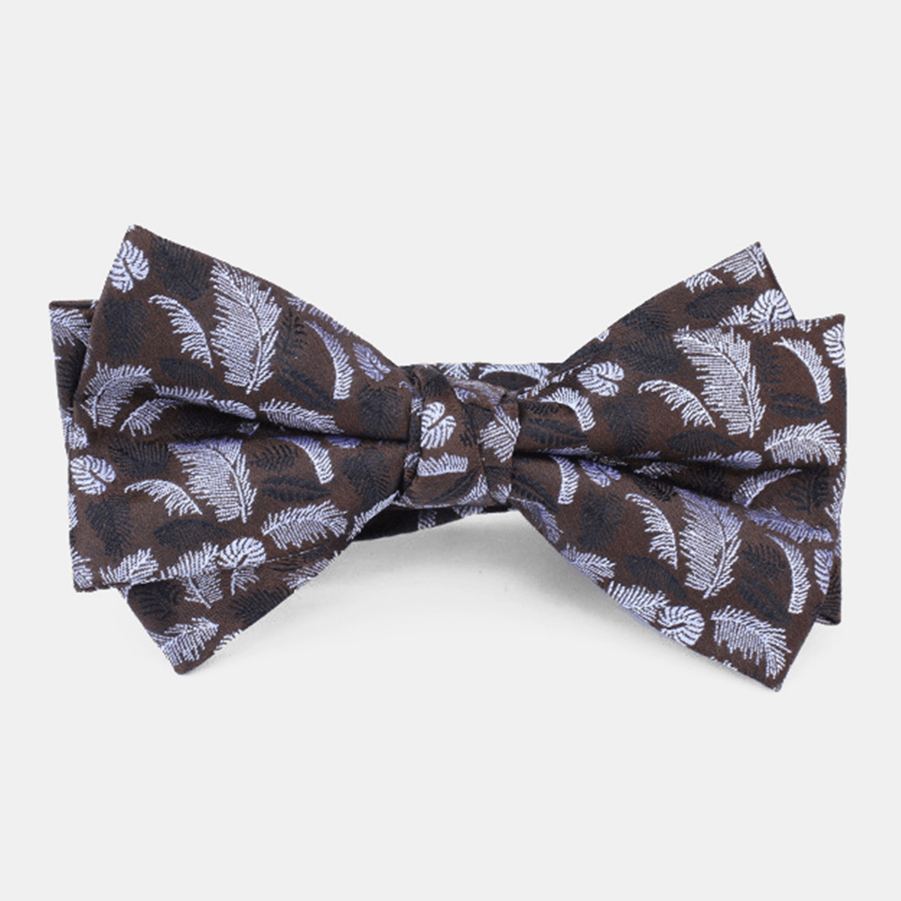 Men Dacron Cartoon Geometric Pattern Jacquard Double Layer Bowknot Formal Suit Bow Tie - MRSLM