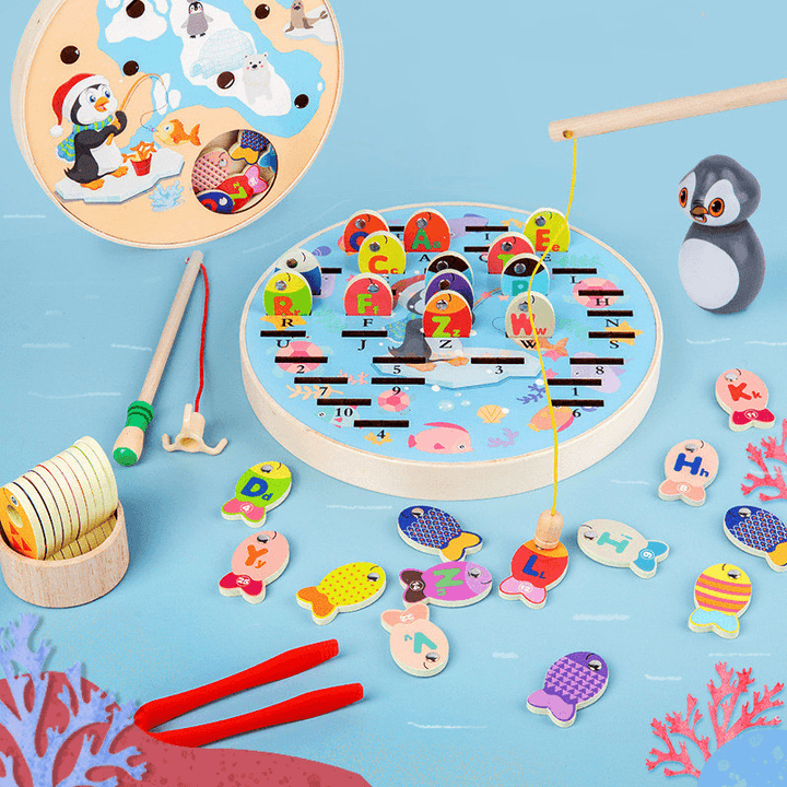 Magnetic Fishing Toy 3 Year Old Baby Puzzle Multifunctional Wooden - MRSLM