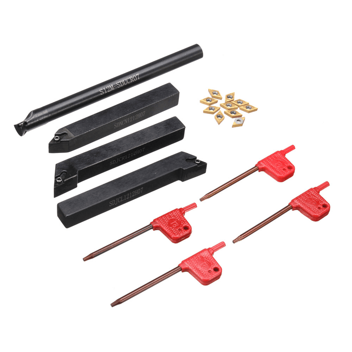 14Pcs 12Mm Lathe Boring Bar Turning Tool Holder with Wrench and Carbide Inserts Blades Set - MRSLM