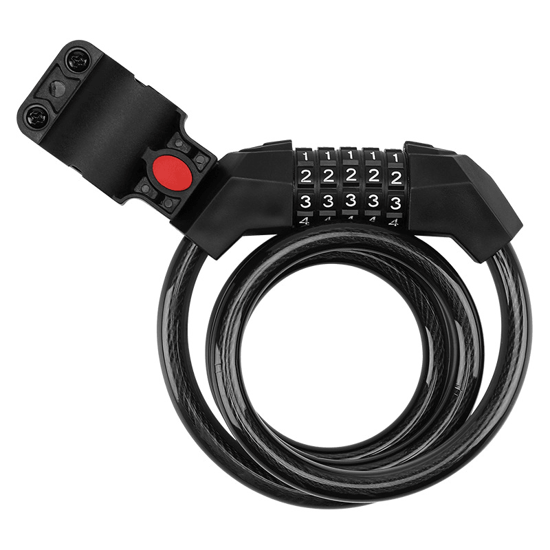 BIKIGHT 5 Number Bicycle Password Lock Anti-Theft Durable Long Spring Wire Motorcycle Bicycle Safety Riding Cycling Lock - MRSLM