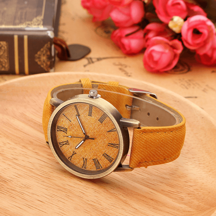 Fashion Colorful Strap Denim PU Strap Casual Dial Men Women Watch Quartz Watch - MRSLM