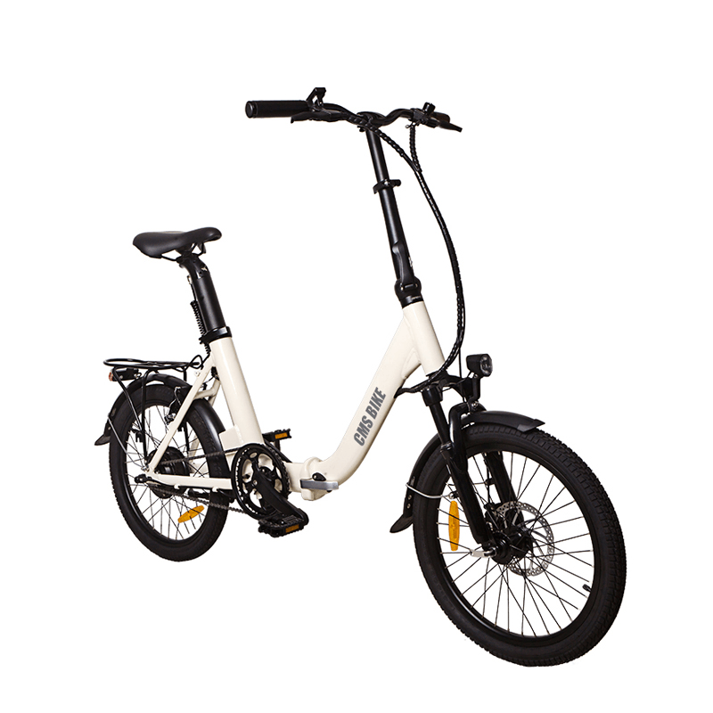 CMSBIKE CMSTD-20ZG 7.8Ah 250W White 20 Inches Folding Electric Bicycle 32Km/H 30-45Km Mileage Double Dics Brake LCD Displayer Electric Bike - MRSLM