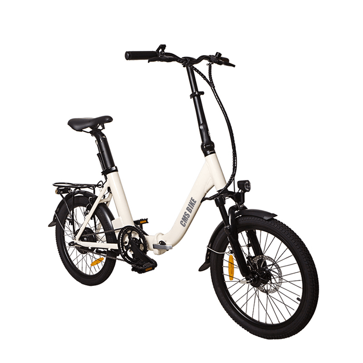 CMSBIKE CMSTD-20ZG 7.8Ah 250W White 20 Inches Folding Electric Bicycle 32Km/H 30-45Km Mileage Double Dics Brake LCD Displayer Electric Bike - MRSLM