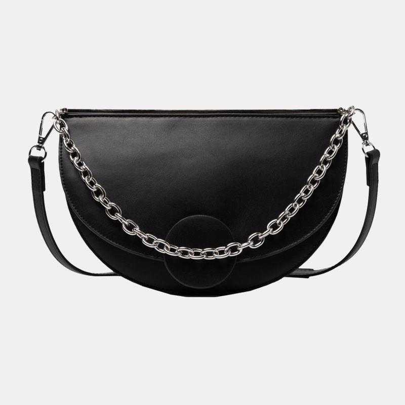 Women Chains Irregular Shape Saddle Bag Shoulder Bag - MRSLM