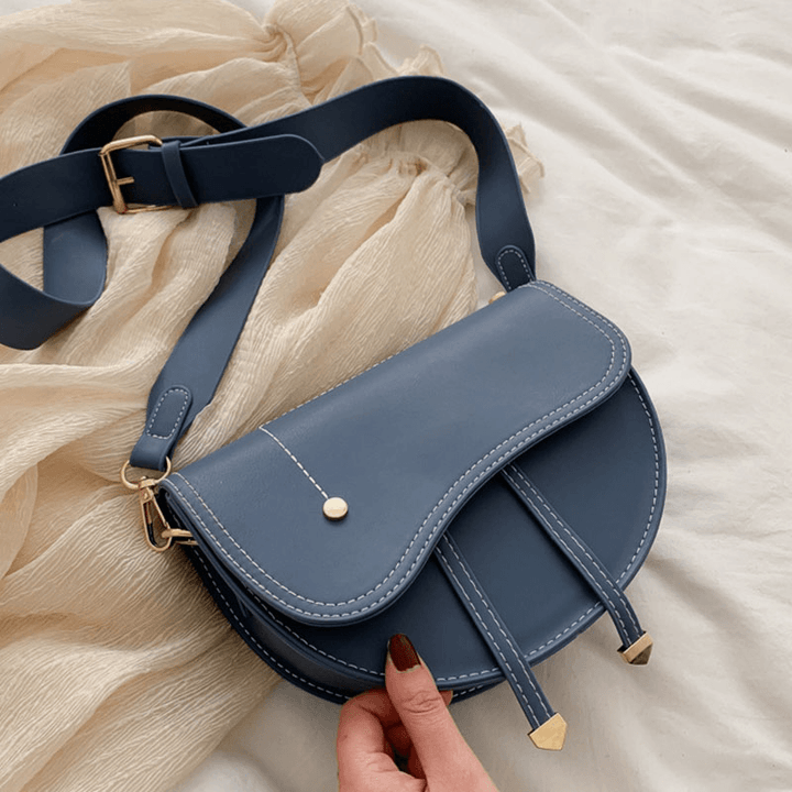 Women Irregular Shape Solid Casualc Saddle Bag Shoulder Bag - MRSLM