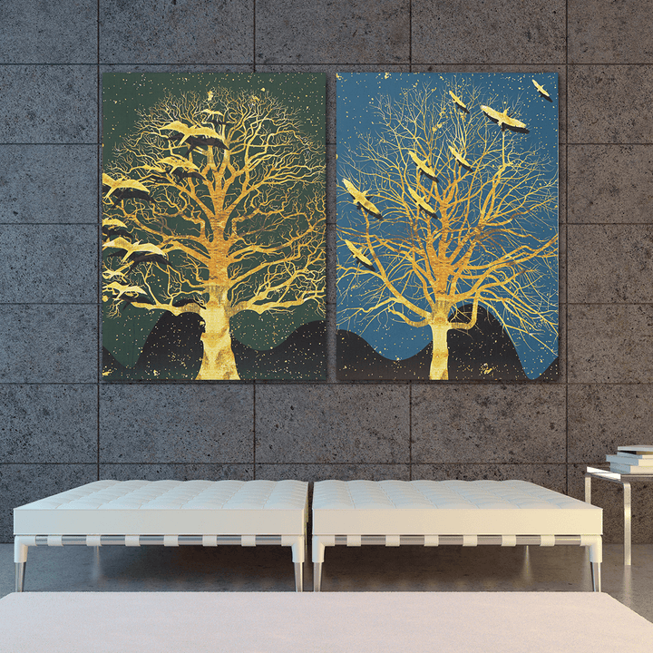 2Pcs Modern Tree Canvas Print Paintings Wall Art Unframed Picture Home Decor - MRSLM