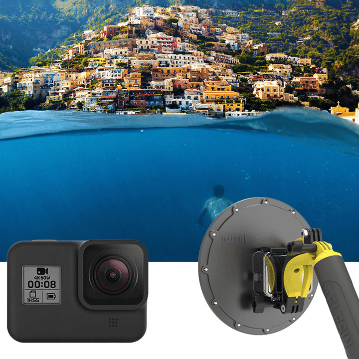 180° Ultra Wide Angle Dome Port 30M Underwater Waterproof Case Housing Stabilizer for Gopro Hero 8 Trigger Dome Cover Diving Camera Lens Accessories - MRSLM