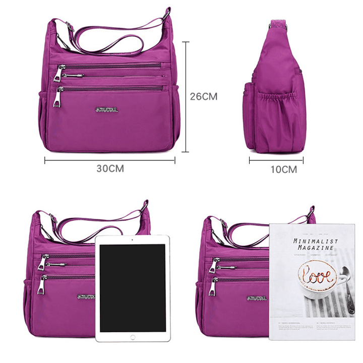 Women Nylon Light Shoulder Bags Multi Pockets Crossbody Bag - MRSLM