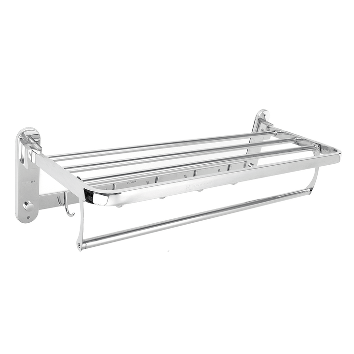 Bakeey 304 Stainless Steel Perforated Towel Rack Double Rod Shelf Strong Bearing Capacity for Home Hotel - MRSLM