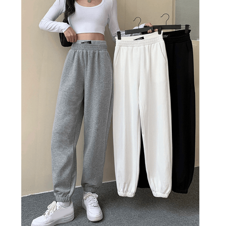 Ladies New High Waist Slim Straight Track Pants - MRSLM