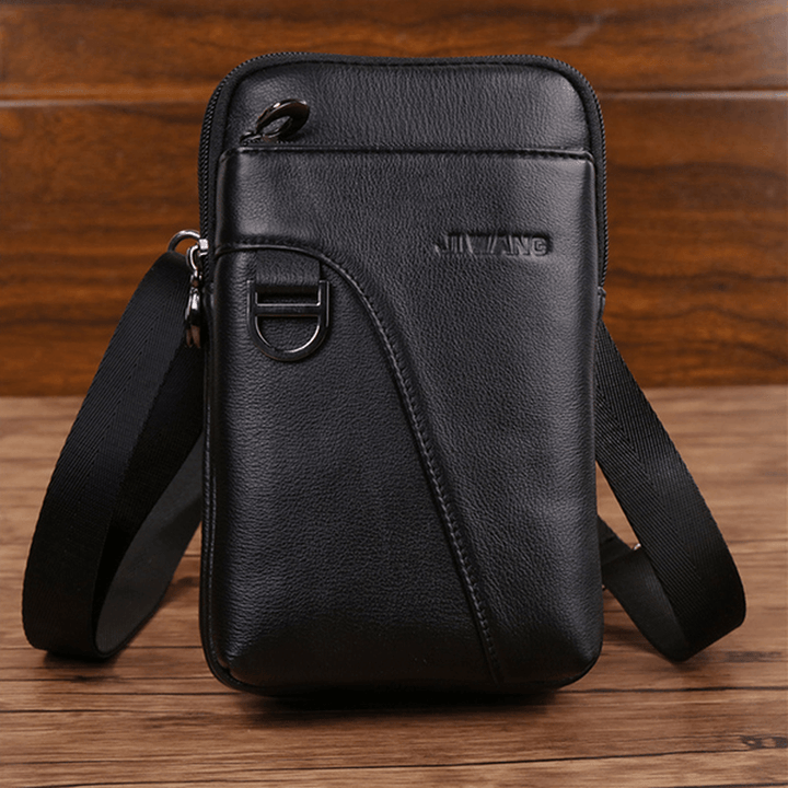 Men Genuine Leather Large Capacity Multifunction Waist Bag - MRSLM