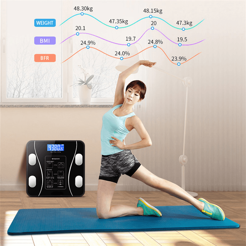 KALOAD® Smart Wireless Body Fat Scale Usb+Solar Charing BMI Scales Digital Scale for Body Weight with APP Analyzer - MRSLM