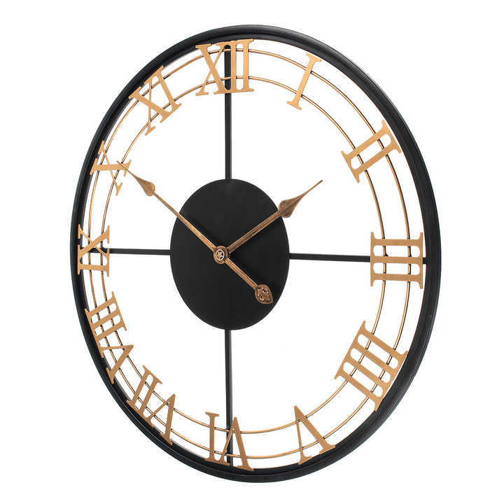 Iron round Art Wall Clock Creative European Style Clock for Home Living Room Wall Hanging Decoration - MRSLM