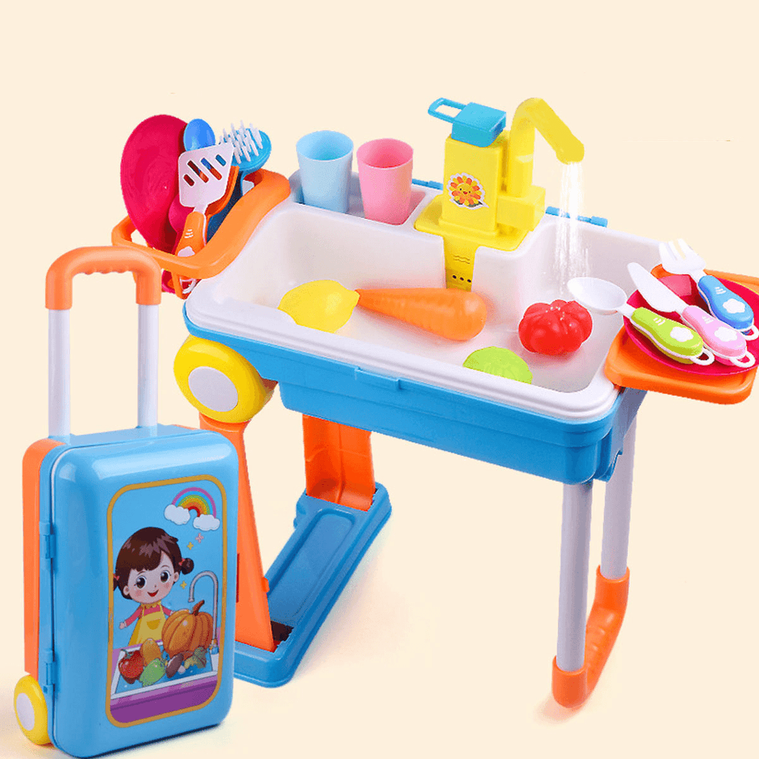 Children'S Play Toys Trolley Box Toy Set Beauty Dress up Tableware Games Kids Gift - MRSLM