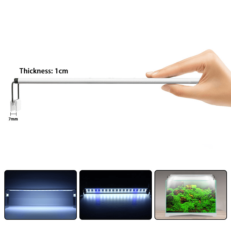 Aquarium Fish Tank EU Plug LED Light Over-Head Blue+White Lamp Plants Moon Lighting - MRSLM