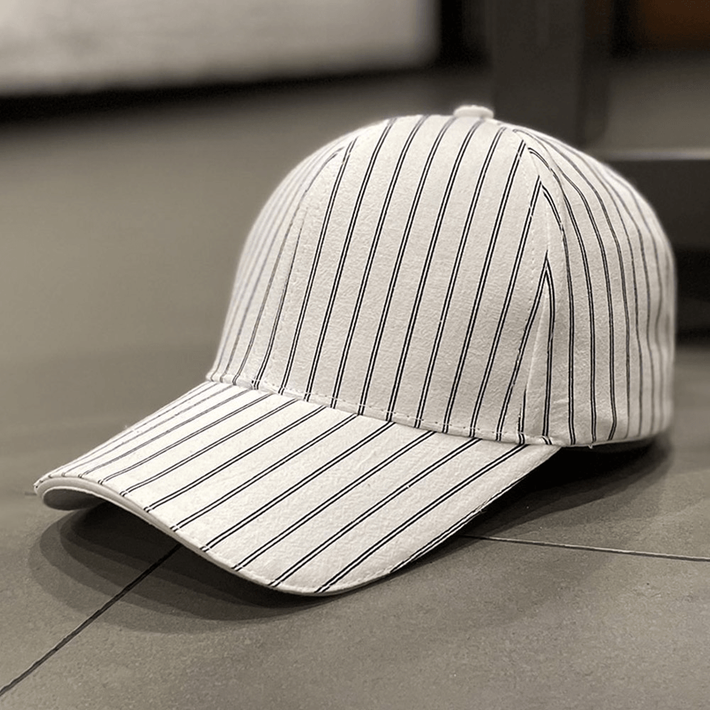 Men Striped Baseball Cap Simple Wild Sunshade Sunscreen Relaxed Adjustable Cap - MRSLM