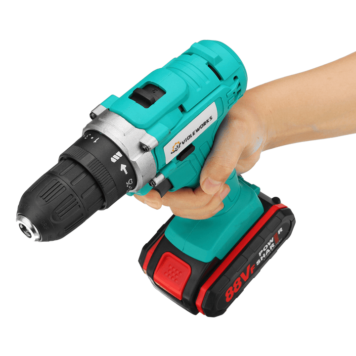 VIOLEWORKS 88VF Cordless Electric Impact Drill 2 Speed Hand Screwdriver Drill 25+1 Torque 3/8" Chuck W/ 1/2Pcs Battery - MRSLM