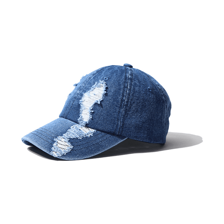 Men'S and Women'S Hole Denim Casual Duck Tongue Baseball Cap - MRSLM