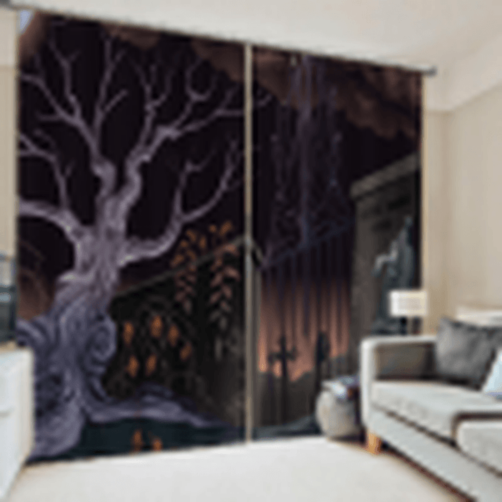 132*160Cm Blackout Window Curtains Halloween Printed Curtains for Living Room Festival Decoration - MRSLM