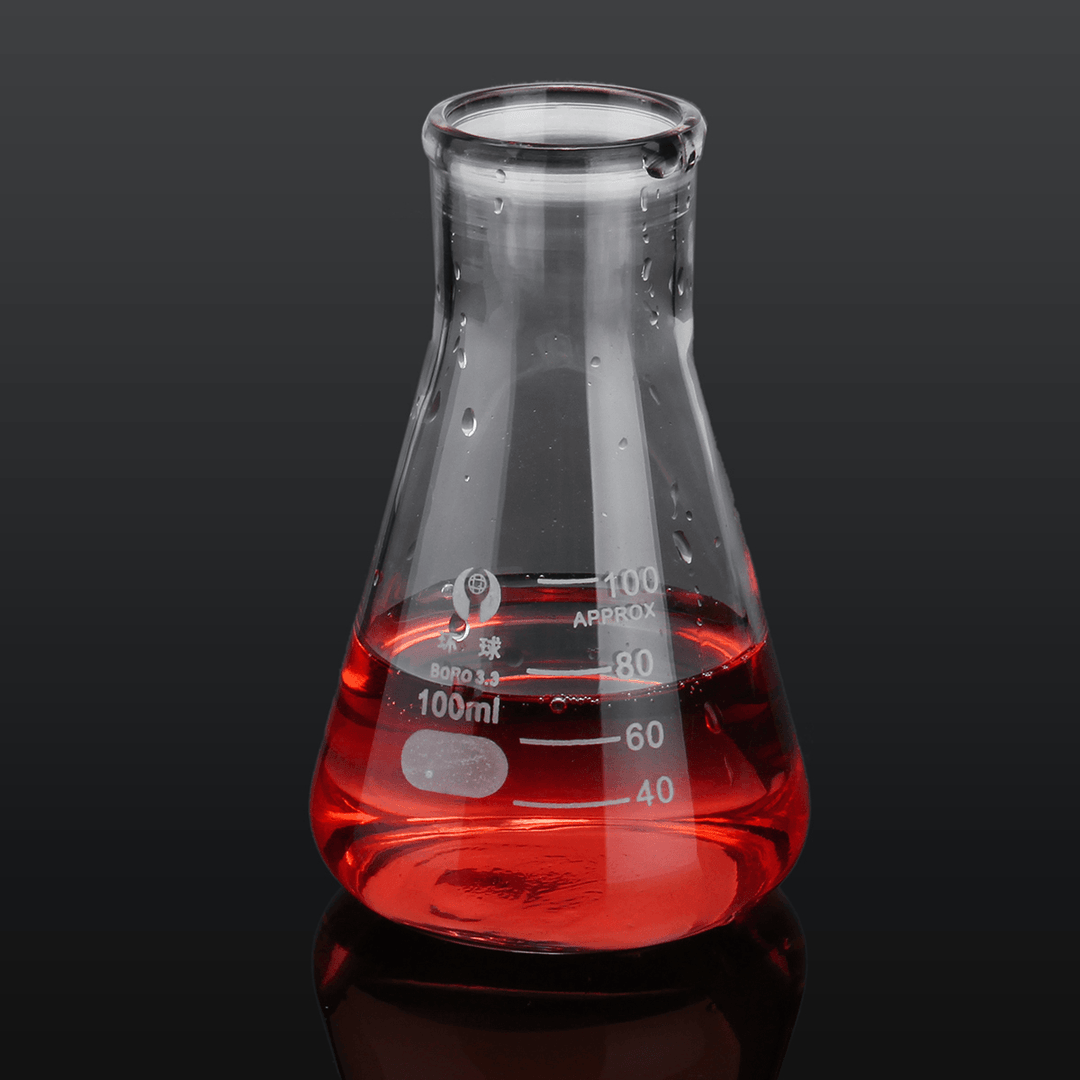 100Ml Lab Glass Erlenmeyer Conical Flask Bottle W/ Rim Borosilicate Laboratory Glassware - MRSLM