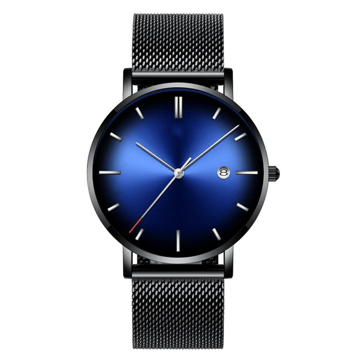 Fashion Casual Alloy Business Gradient Color Multi-Function Mesh Strap Quartz Watch - MRSLM