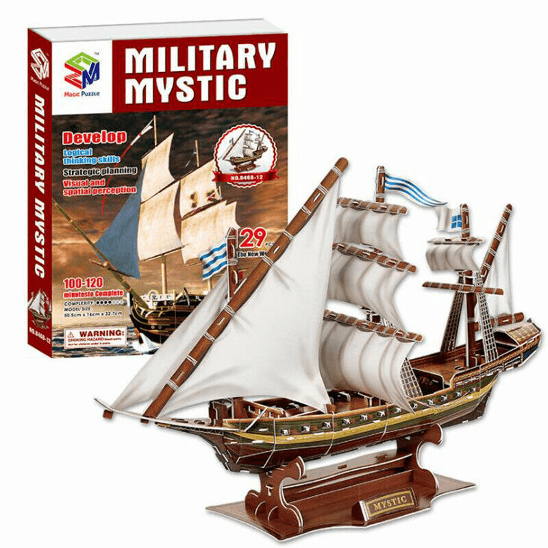 3D Three-Dimensional Puzzle Mystery Pirate Ship Model Children Diy Assembling and Inserting Toys - MRSLM